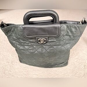 Chanel Quilted Black Leather Tote Bag